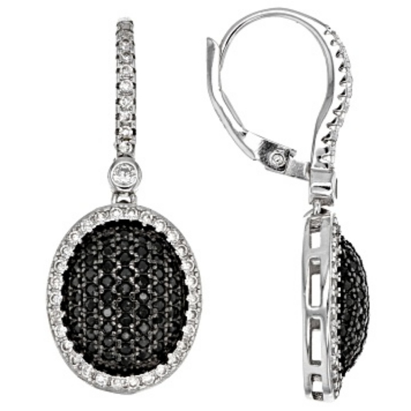 JTV Black Spinel Sterling Silver Earrings 1.38ctw